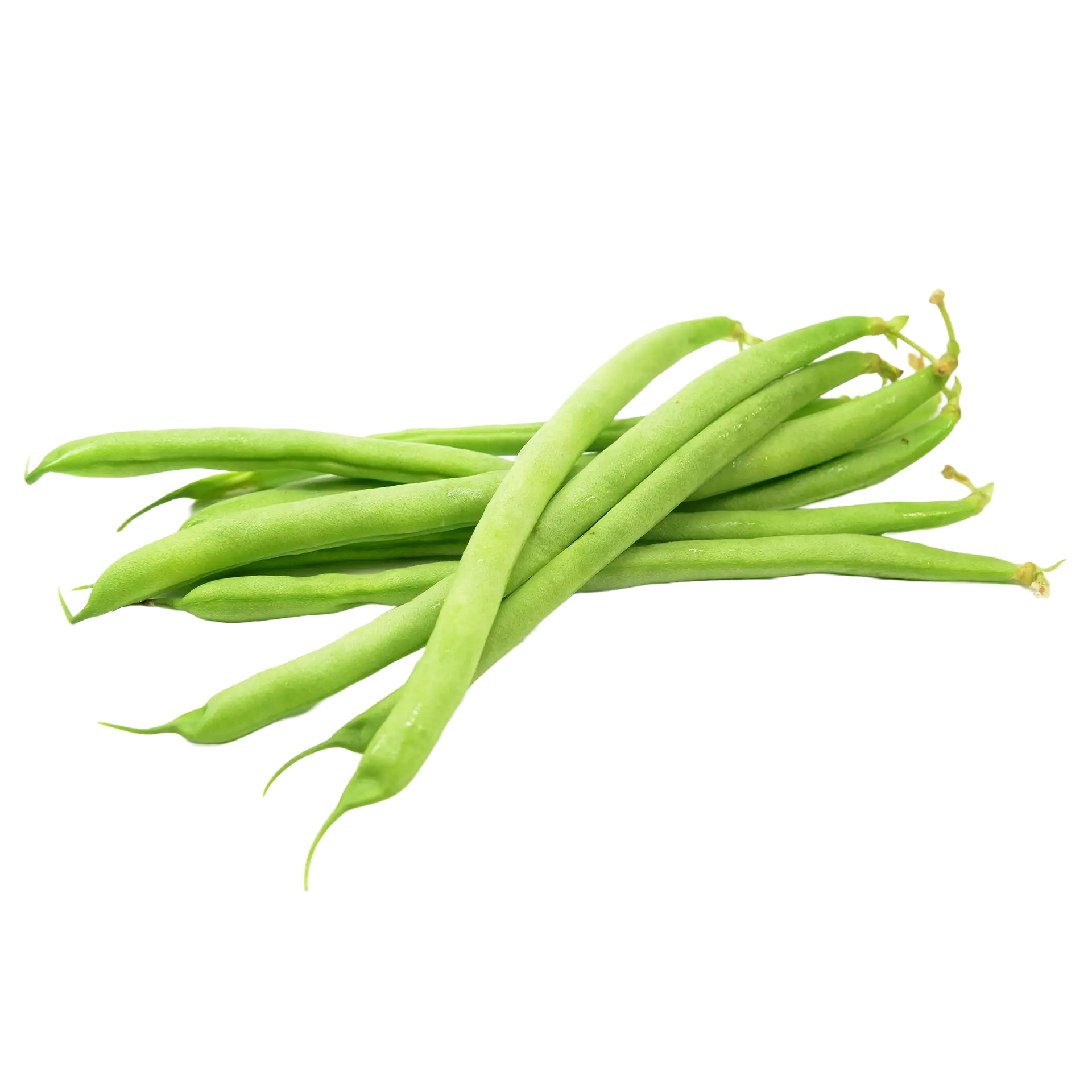 Pile of green beans with an open bean pod